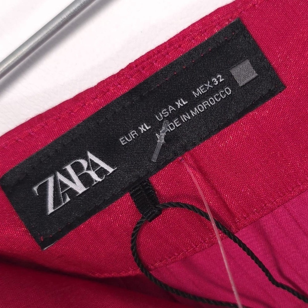 NWOT ZARA Women's Trouser Pants XL Wide Leg Wrinkle Flare Satin Pink 8764/509 - Picture 3 of 12